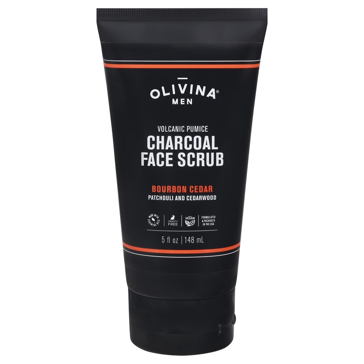 slide 1 of 1, Olivina Men Charcoal Face Scrub Bourbon Cedar, 5 oz