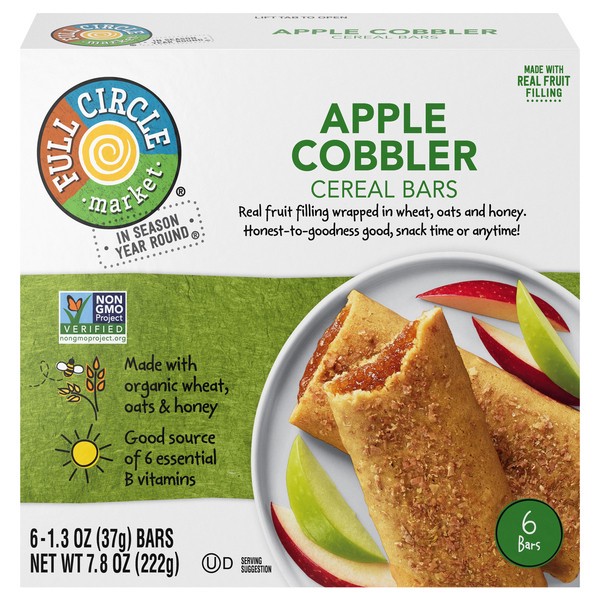 slide 1 of 6, Full Circle Market Apple Cobbler Cereal Bars 6 - 1.3 oz Bars, 6 ct