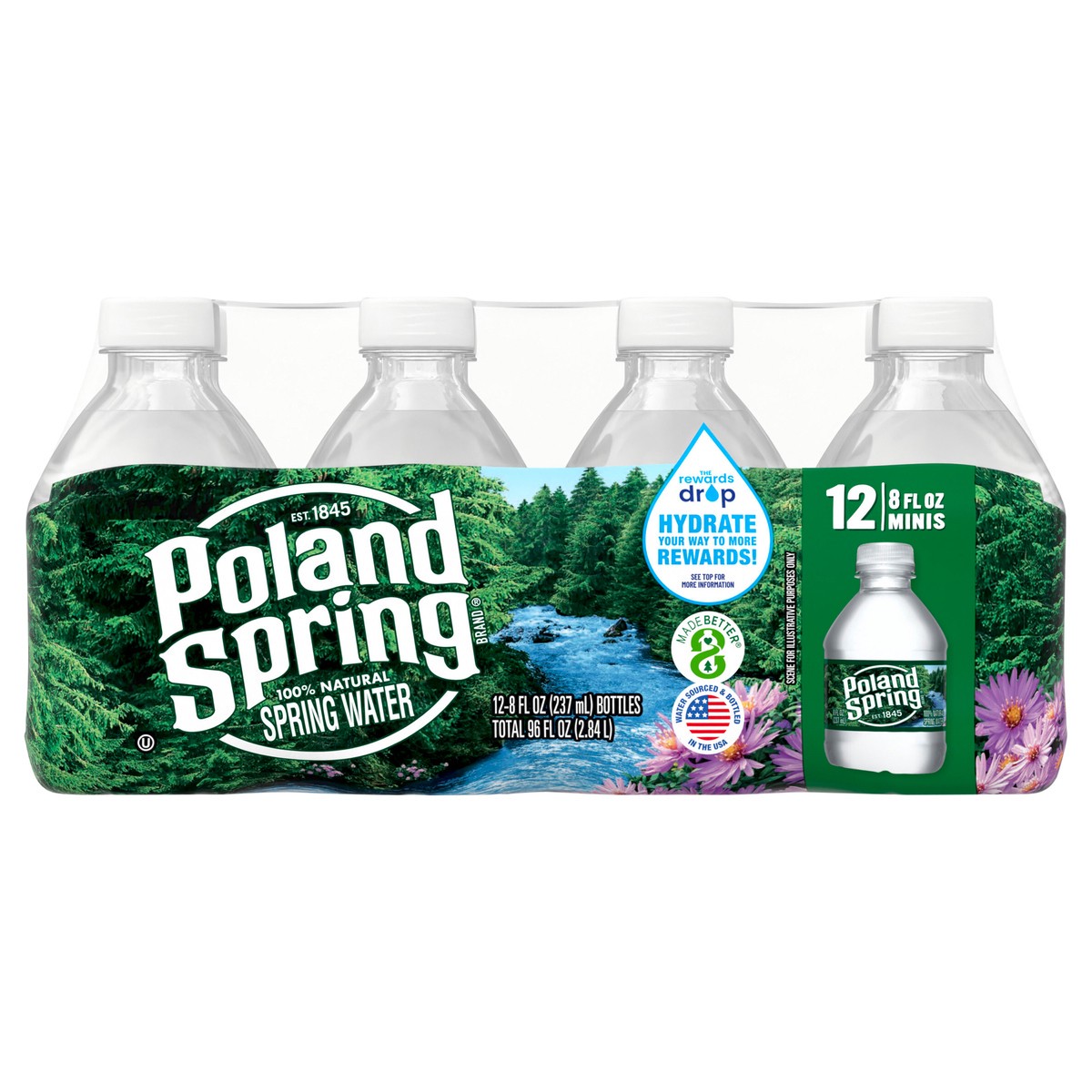 slide 1 of 5, POLAND SPRING Brand 100% Natural Spring Water, 8-ounce mini plastic bottles (Pack of 12), 8 oz