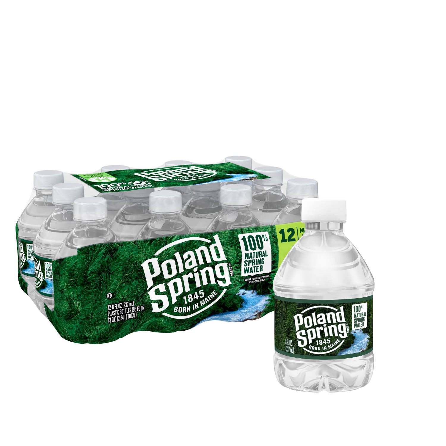 slide 5 of 5, POLAND SPRING Brand 100% Natural Spring Water, 8-ounce mini plastic bottles (Pack of 12), 8 oz