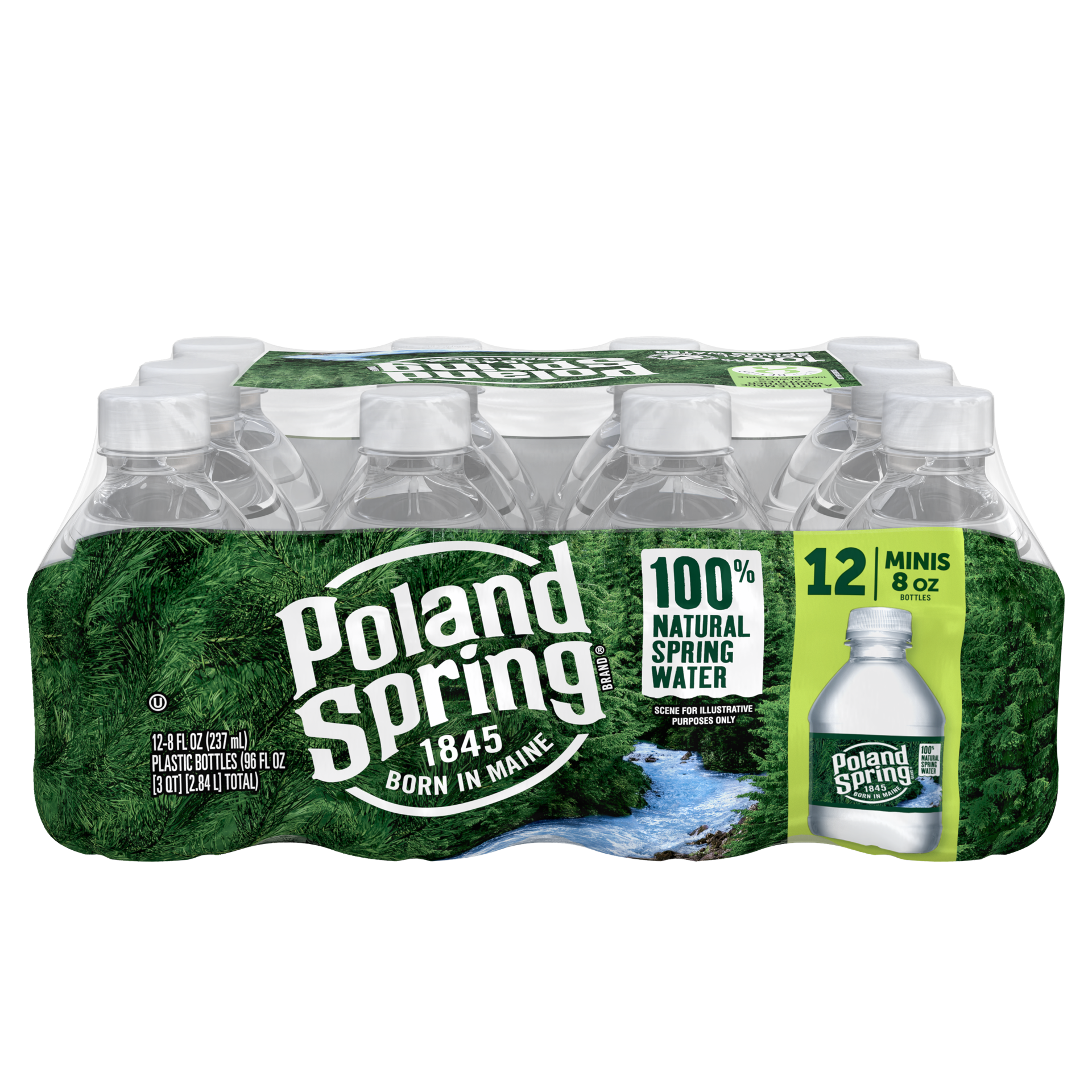 slide 2 of 5, POLAND SPRING Brand 100% Natural Spring Water, 8-ounce mini plastic bottles (Pack of 12), 8 oz