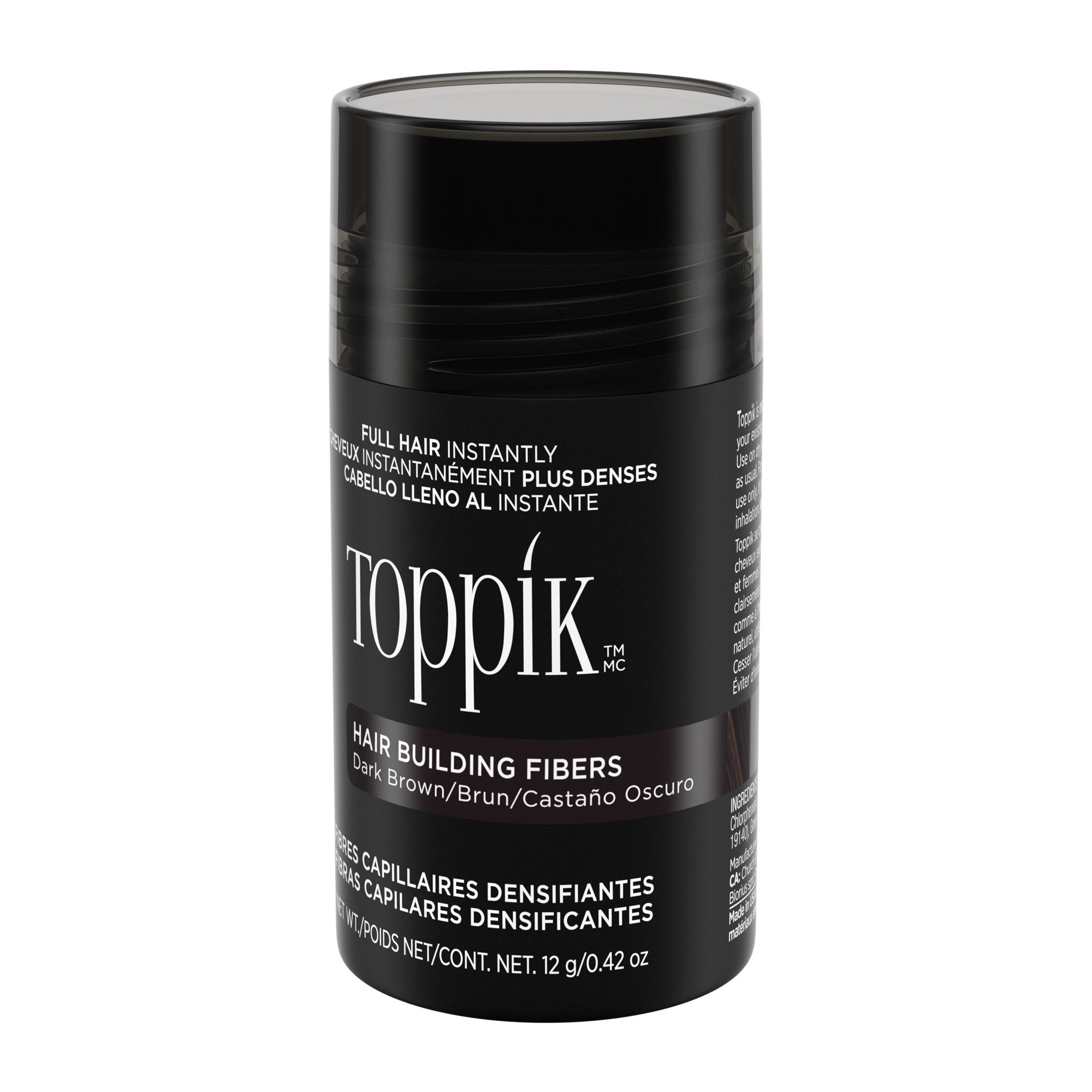 slide 4 of 5, Toppik Hair Building Fibers, Dark Brown Hair Fibers, Hair Thickener for Thinning Hair, Hair Care to Create the Appearance of Thicker Hair, 0.42 OZ Bottle, 0.42 oz