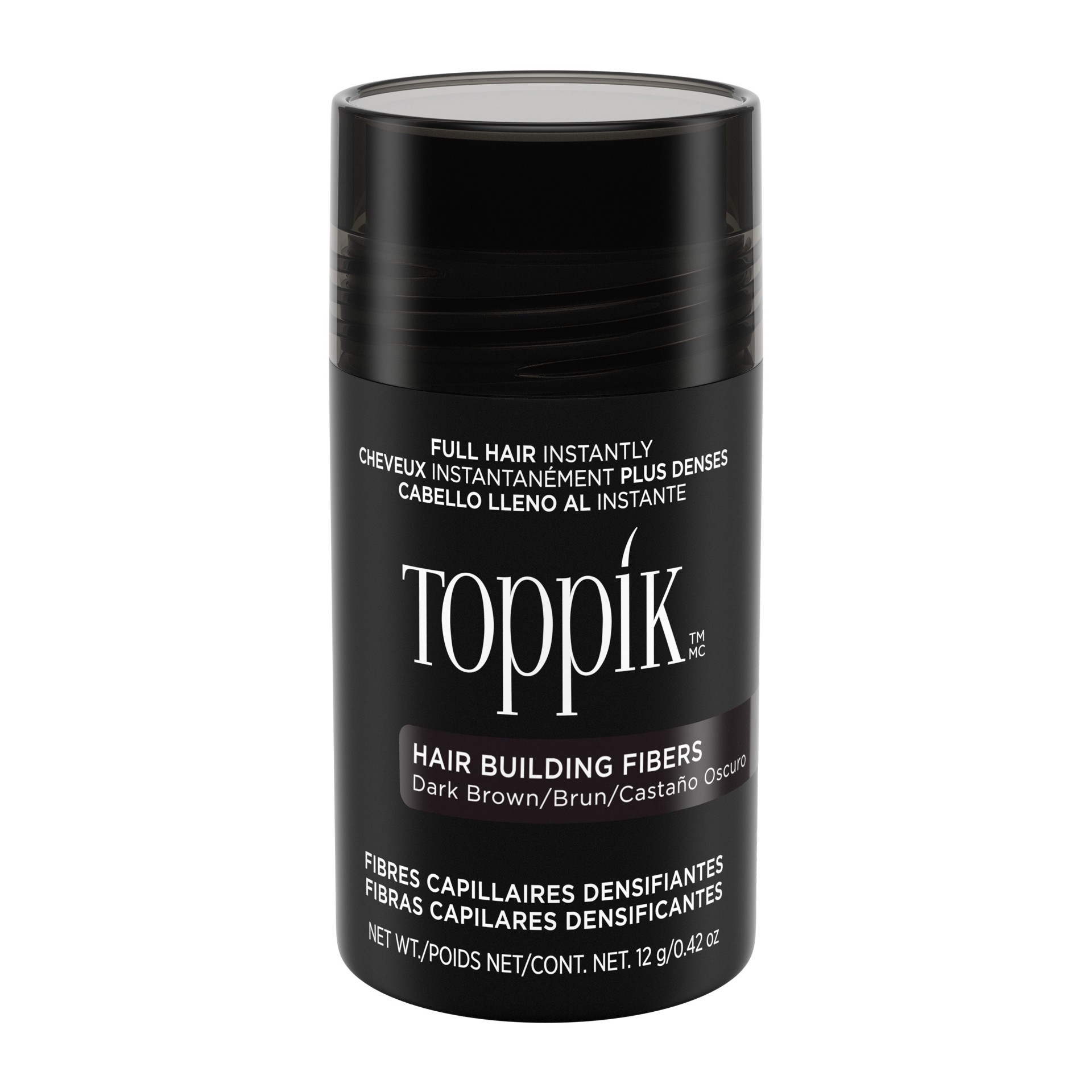 slide 1 of 5, Toppik Hair Building Fibers, Dark Brown Hair Fibers, Hair Thickener for Thinning Hair, Hair Care to Create the Appearance of Thicker Hair, 0.42 OZ Bottle, 0.42 oz