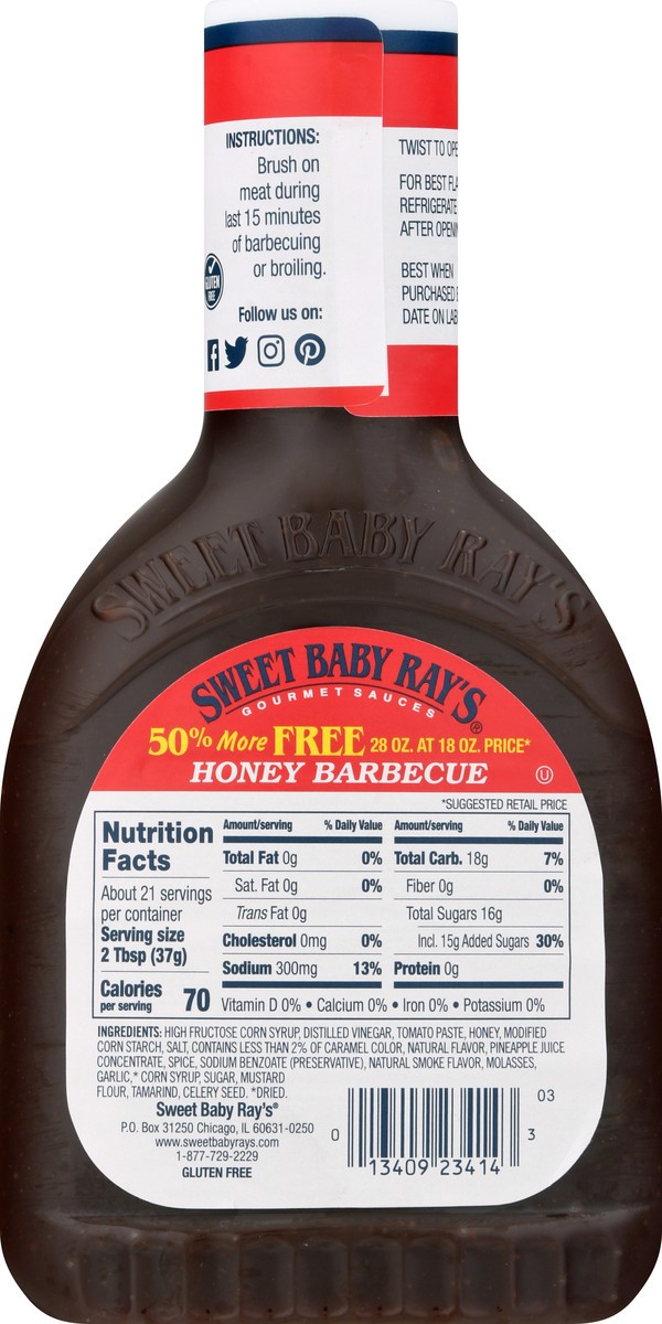 slide 5 of 9, Sweet Baby Ray's Bonus Pack Honey Barbecue Sauce 28 oz, 28 fl oz