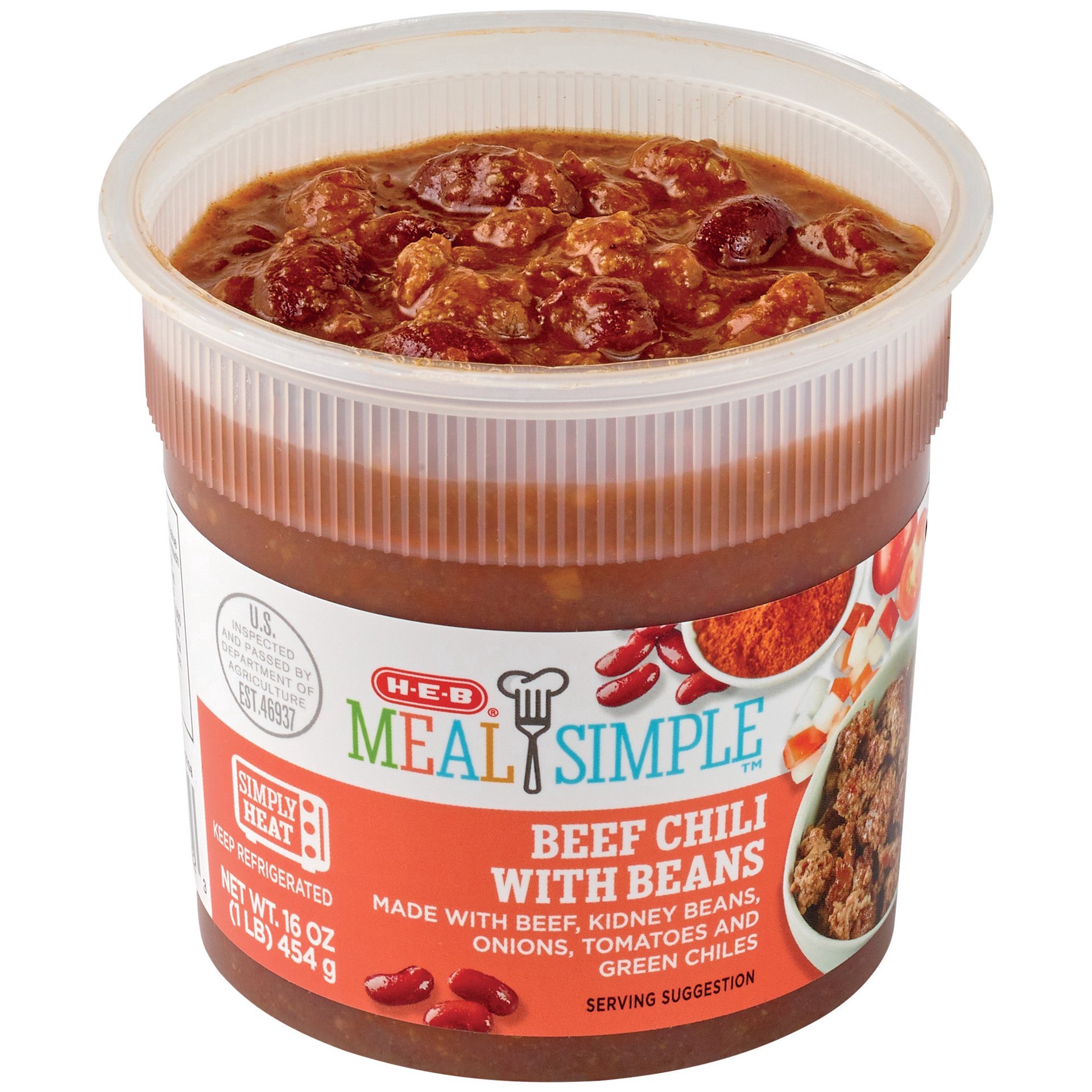 slide 1 of 1, H-E-B Meal Simple Beef Chili, 16 oz