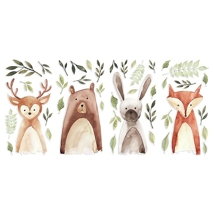 slide 1 of 5, RoomMates Watercolor Woodland Critters Peel and Stick Wall Decals, 1 ct