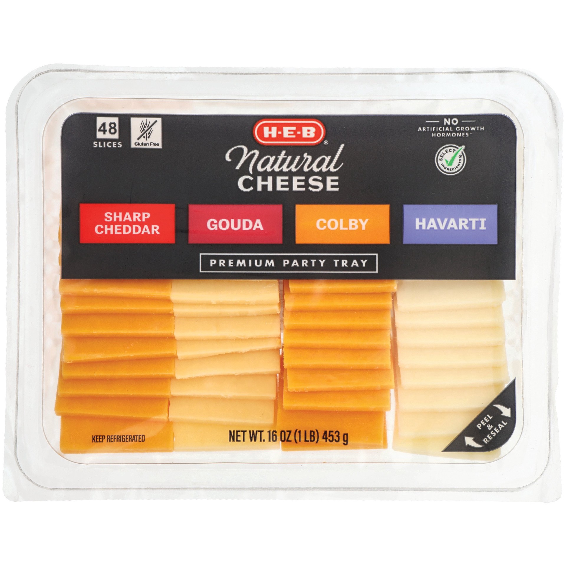 slide 1 of 1, H-E-B Premium Sliced Cheese Party Tray, 16 oz