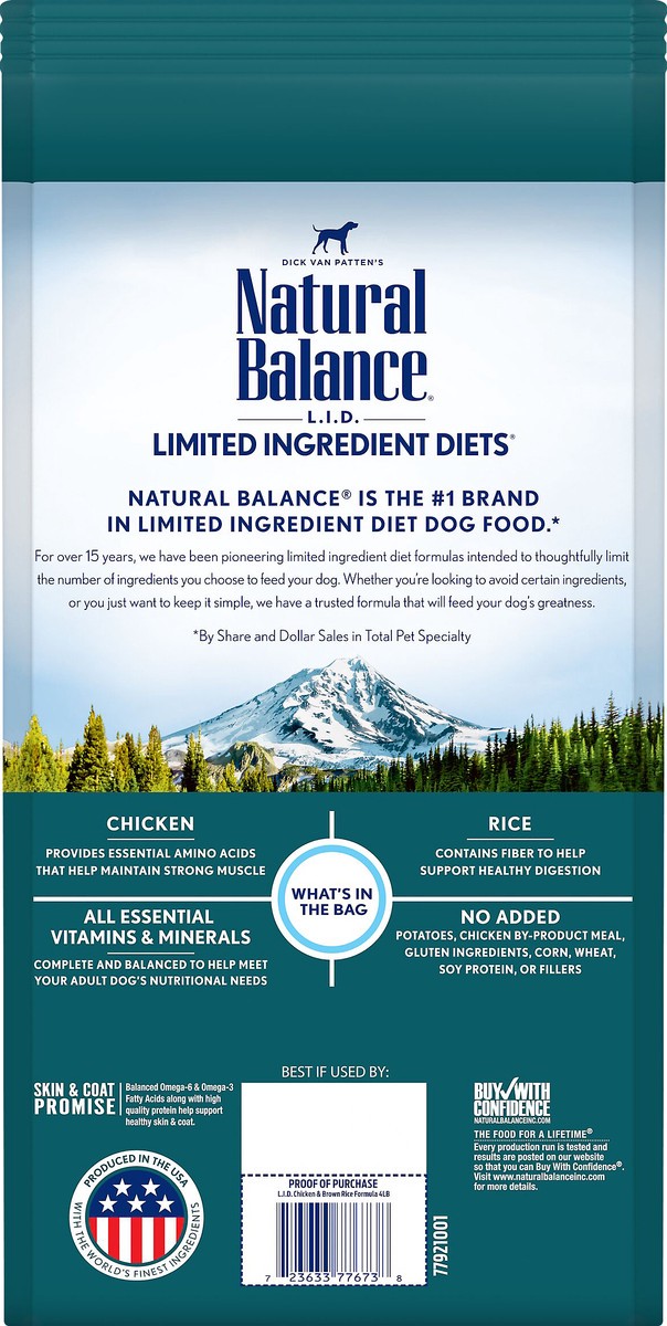 slide 4 of 7, Natural Balance L.I.D. Limited Ingredient Diets Chicken & Brown Rice Formula Dog Food 4 lb, 4 lb