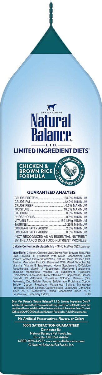 slide 7 of 7, Natural Balance L.I.D. Limited Ingredient Diets Chicken & Brown Rice Formula Dog Food 4 lb, 4 lb
