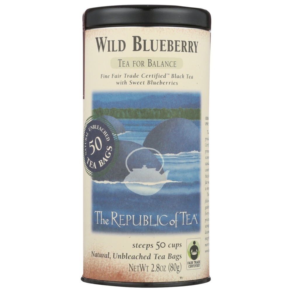 slide 1 of 1, The Republic of Tea Wild Blueberry Black Tea Bags, 50 ct