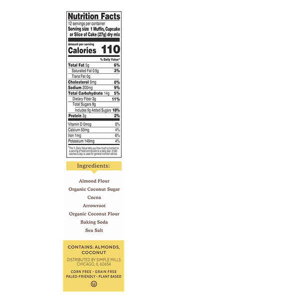 slide 9 of 13, Simple Mills Almond Flour Chocolate Muffin & Cake Baking Mix 11.2 oz, 10.4 oz