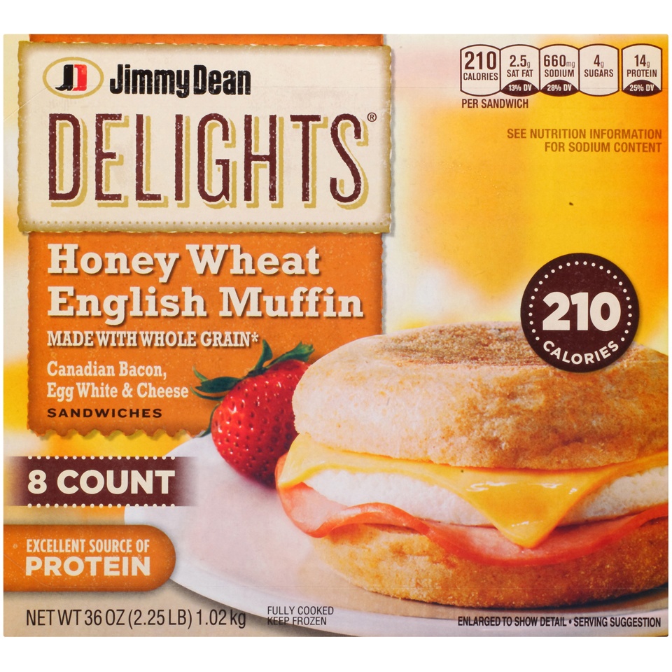 Jimmy Dean Delights Honey Wheat English Muffin Sandwiches 8 ct; 36 oz Shipt