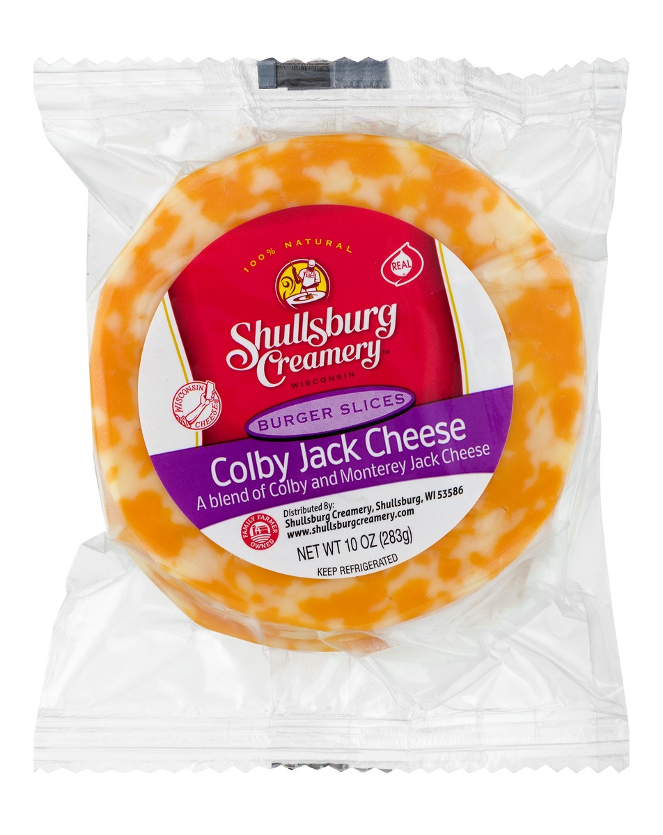 slide 1 of 1, Shullsburg Creamery Burger Slices Cheese Colby Jack, 10 oz