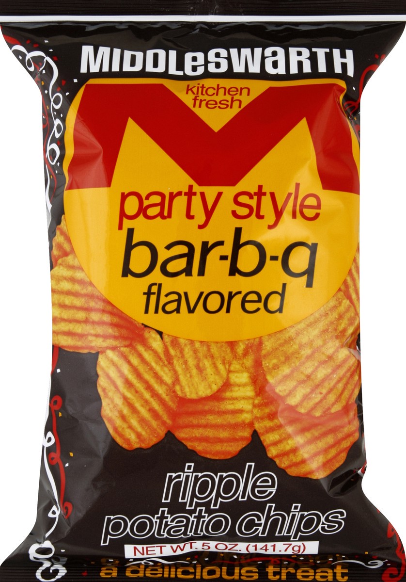 slide 4 of 5, Middleswarth Party style Ripple Bar-b-q Potato Chips 3.5 oz, 4.5 oz