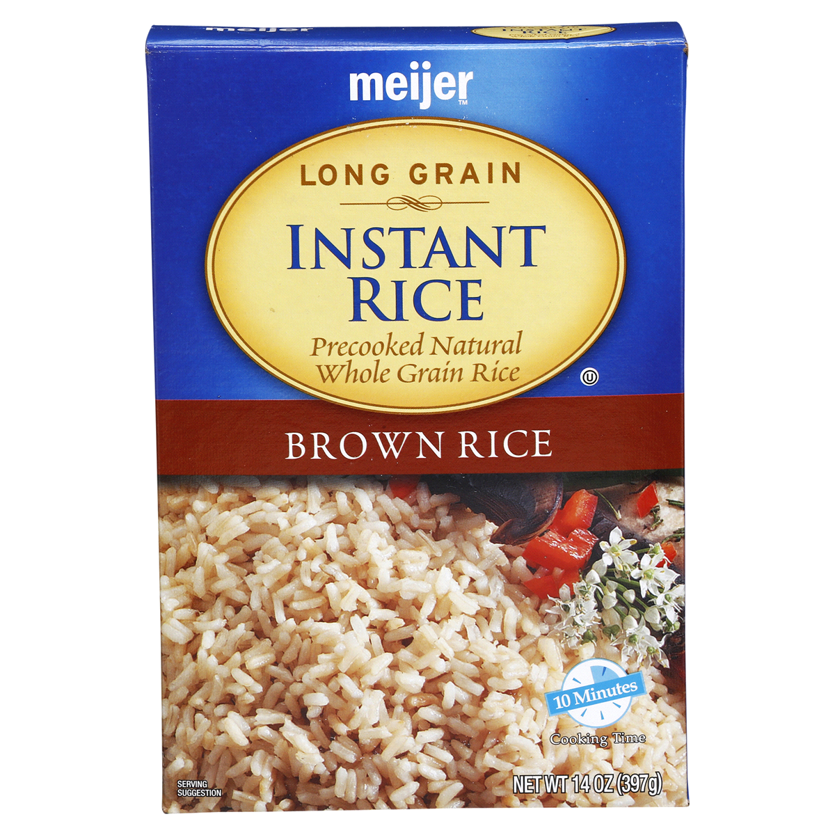 slide 1 of 1, Meijer Instant Whole Grain Brown Rice, 14 oz