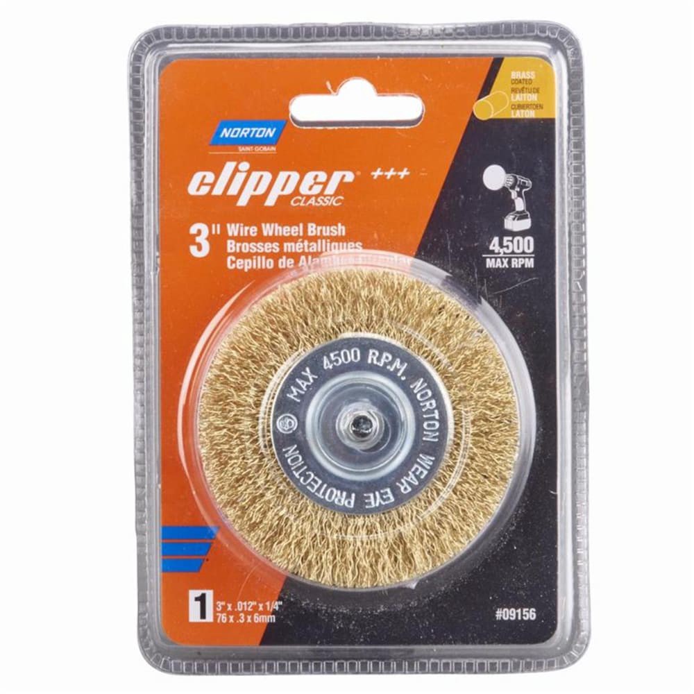 slide 1 of 1, Norton Clipper Coarse Crimped Wire Wheel Brush, 3 in