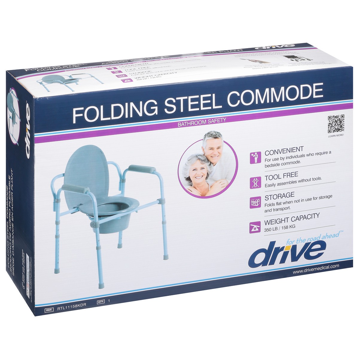 slide 5 of 9, Drive Medical Steel Folding Frame Commode, 1 ct