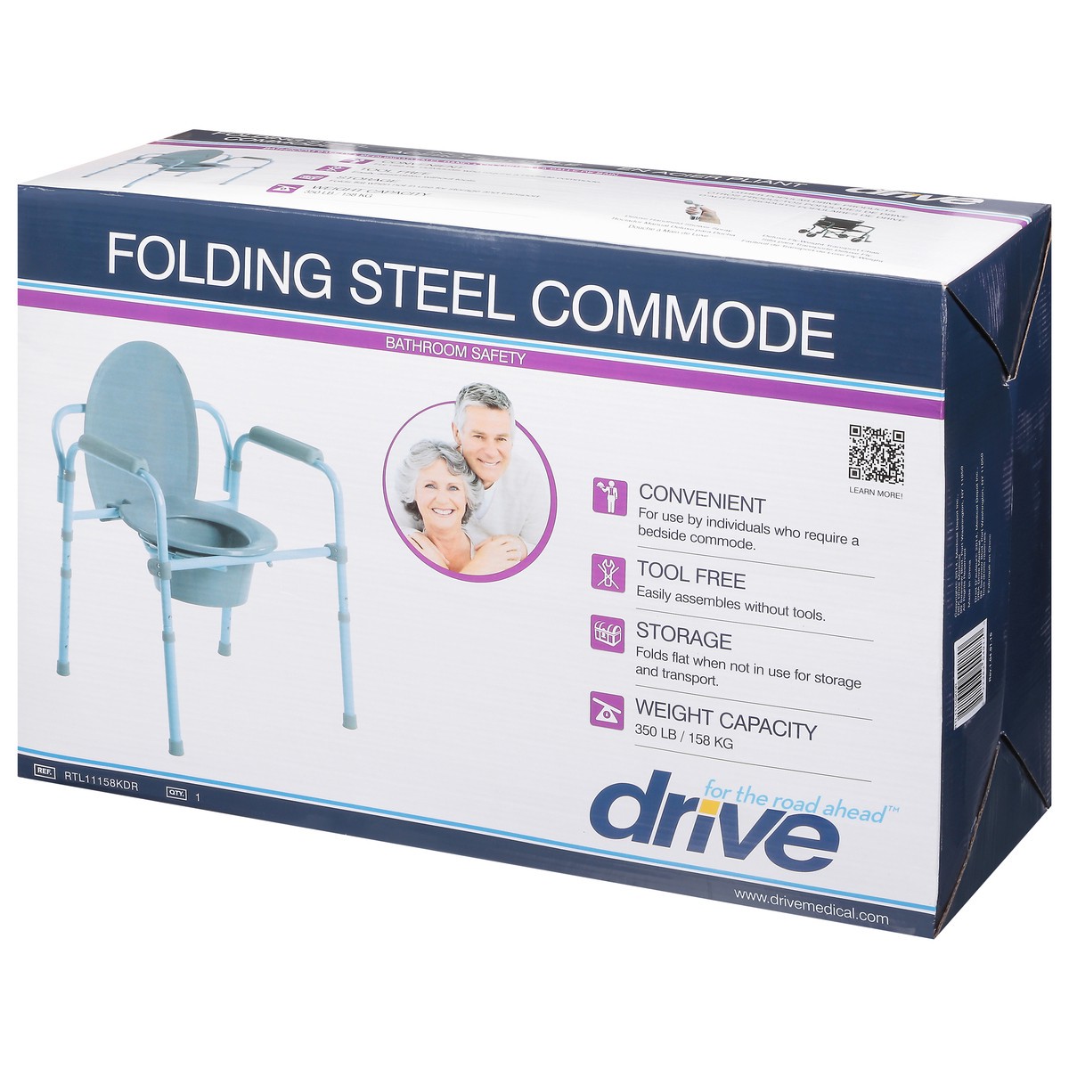 slide 8 of 9, Drive Medical Steel Folding Frame Commode, 1 ct