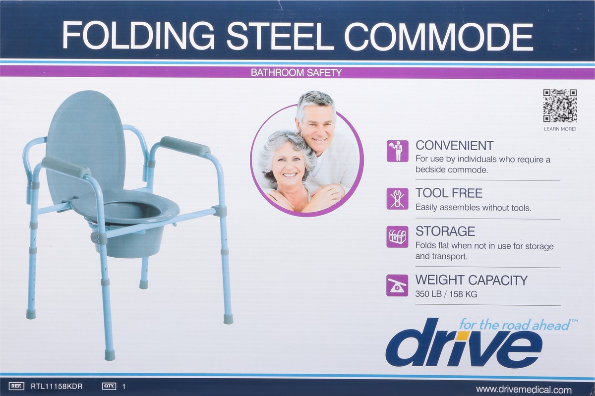 slide 9 of 9, Drive Medical Steel Folding Frame Commode, 1 ct