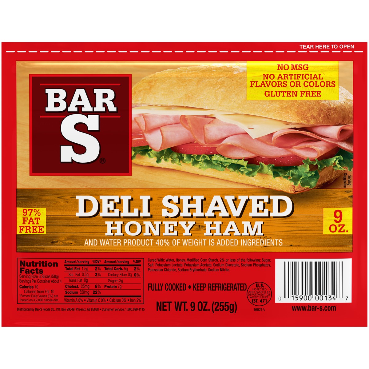 slide 1 of 11, Bar-S Deli Thin Honey Ham, 9 oz