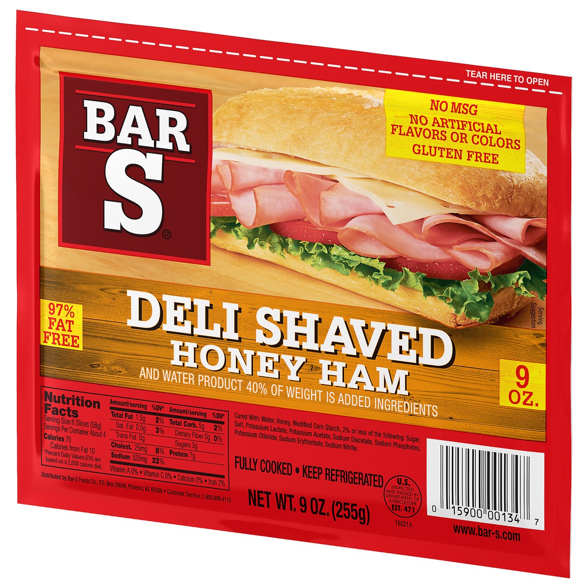 slide 6 of 11, Bar-S Deli Thin Honey Ham, 9 oz