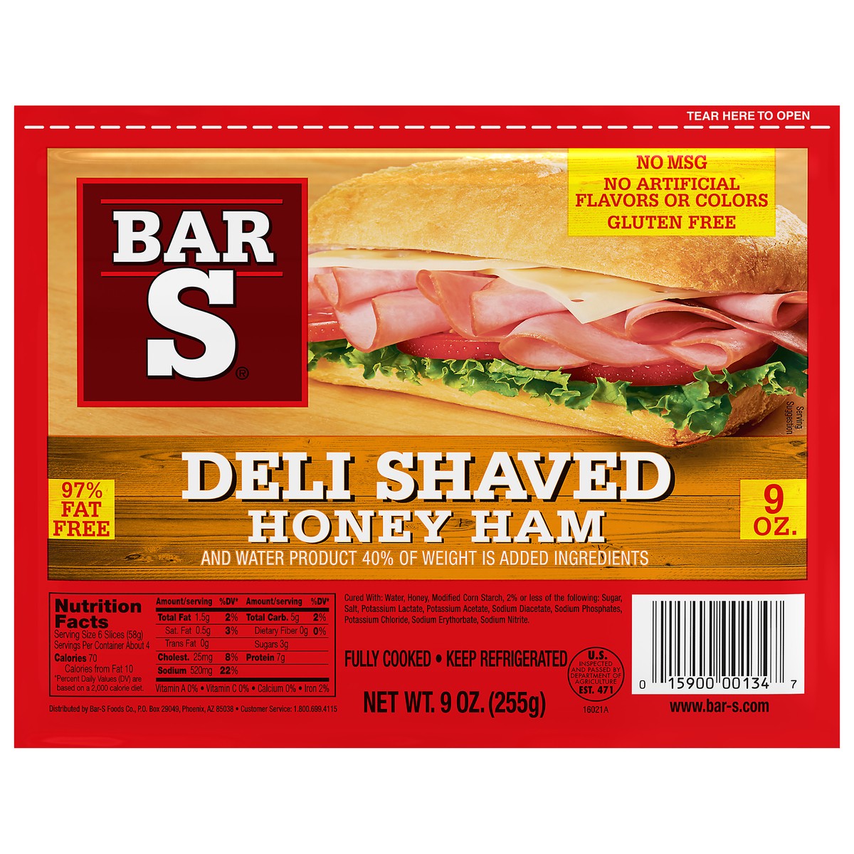 slide 11 of 11, Bar-S Deli Thin Honey Ham, 9 oz