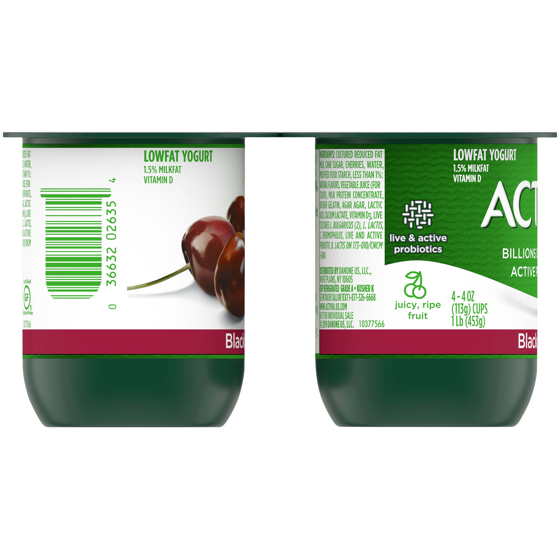 slide 3 of 4, Activia Dannon Activia® lowfat probiotic yogurt, black cherry, 4 oz
