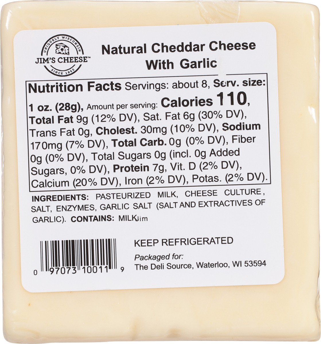 slide 6 of 13, Jim's Cheese Natural Cheddar Cheese with Garlic 7.5 oz, 7.5 oz