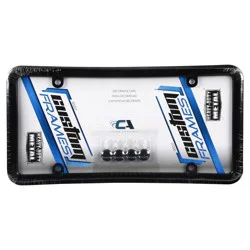 Custom Accessories Black Metal License Plate Frame with Caps