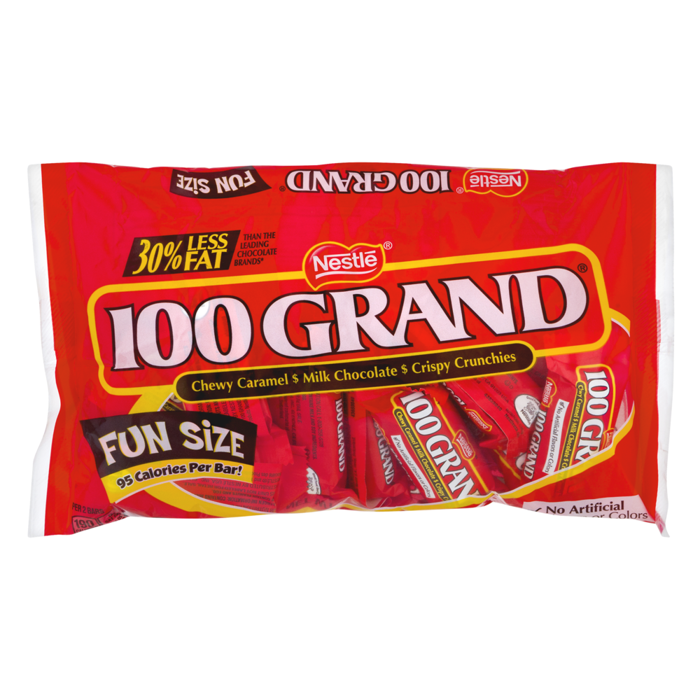 slide 1 of 1, Nestlé 100 Grand Fun Size Chewy Caramel Milk Crunchies, 11 oz