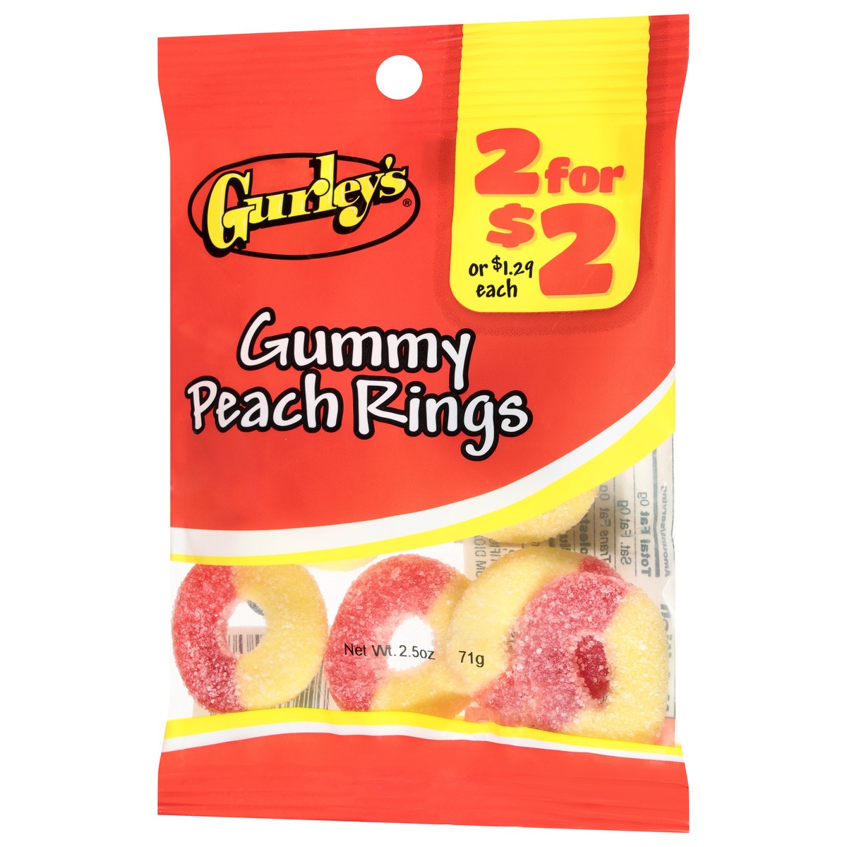 slide 6 of 14, Gurley's Gummy Peach Rings 2.5 oz, 2.5 oz