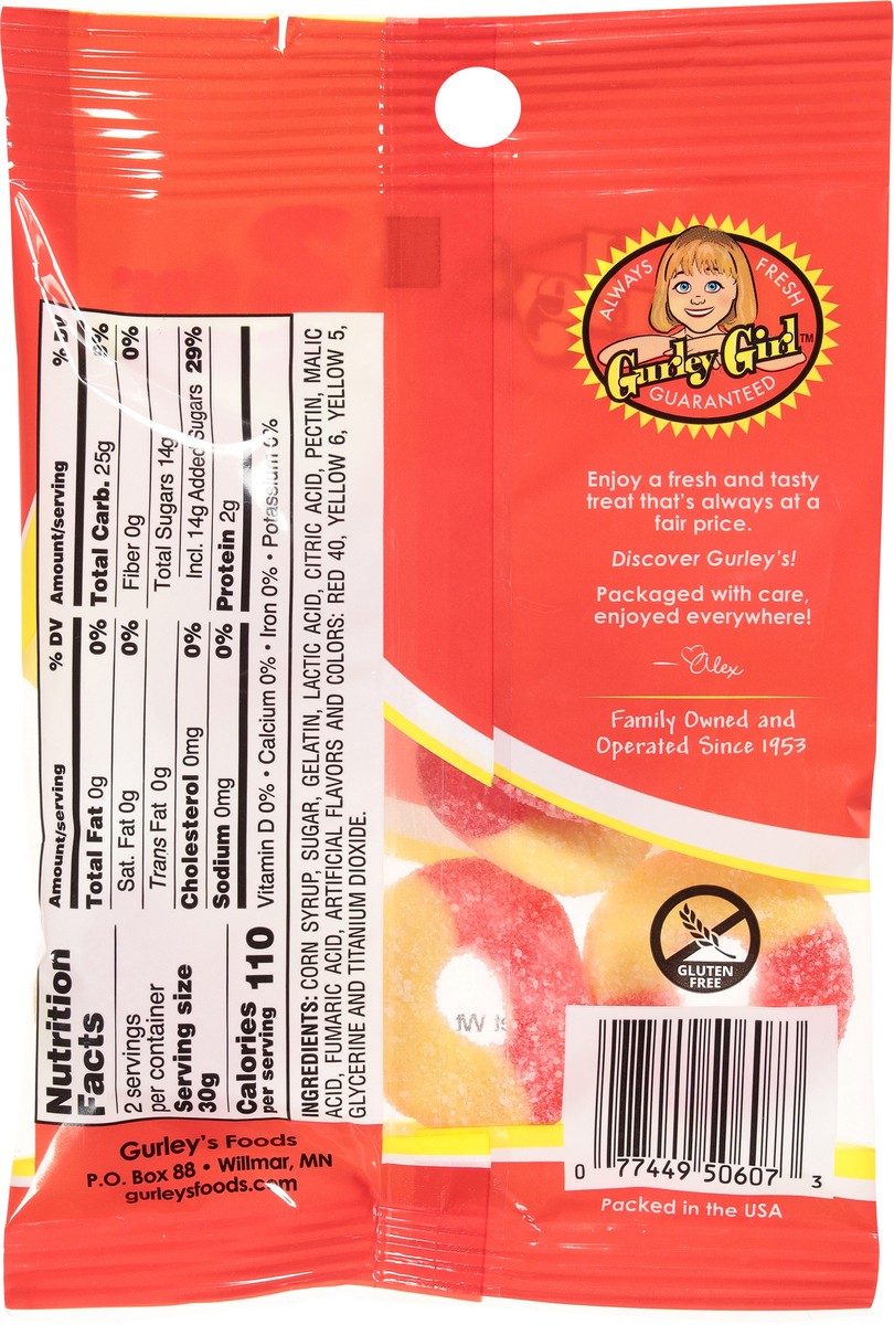 slide 9 of 14, Gurley's Gummy Peach Rings 2.5 oz, 2.5 oz