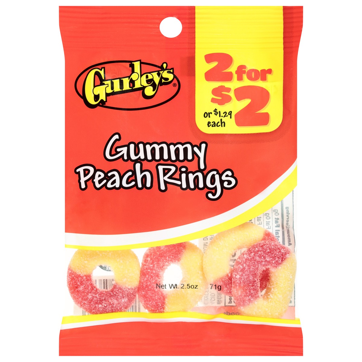 slide 10 of 14, Gurley's Gummy Peach Rings 2.5 oz, 2.5 oz