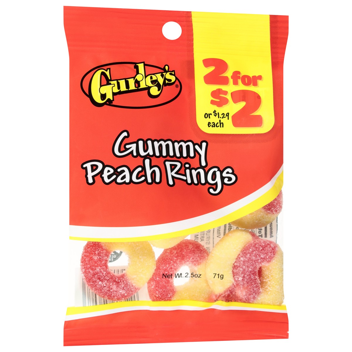 slide 12 of 14, Gurley's Gummy Peach Rings 2.5 oz, 2.5 oz