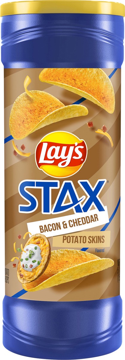 slide 7 of 9, Lay's Stax Potato Crisps Bacon & Cheddar Potato Skins Flavored 5 1/2 Oz, 5.5 oz