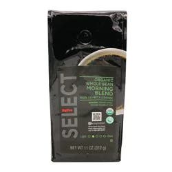 Hy-vee Select Medium Light Roast Morning Blend 100% Arabica Organic Whole Bean Coffee- 11 oz