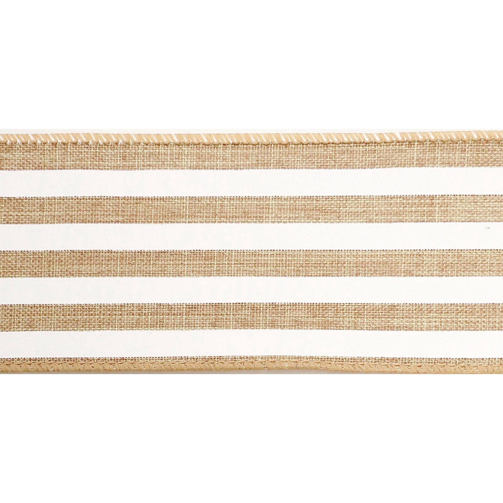 slide 3 of 4, 2.5" X 25ft. Faux Linen Wired Stripe Ribbon By Celebrate It, 2.5 in x 25 ft