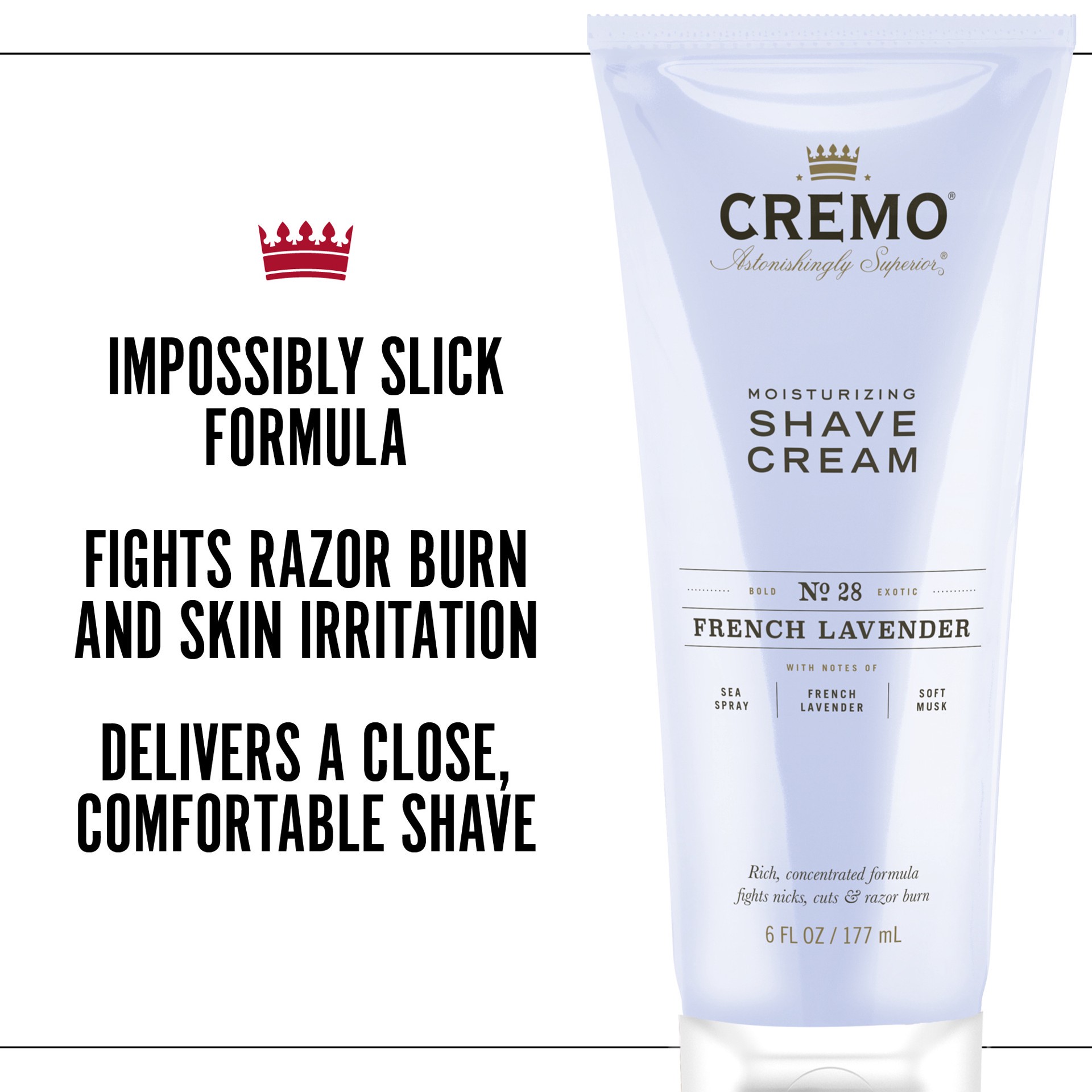 slide 6 of 7, Cremo French Lavender Moisturizing Shave Cream, 6 fl oz