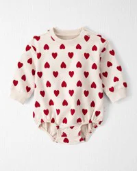 Littleplanet Baby Organic Cotton Bubble in Forever Hearts Print Cream NB