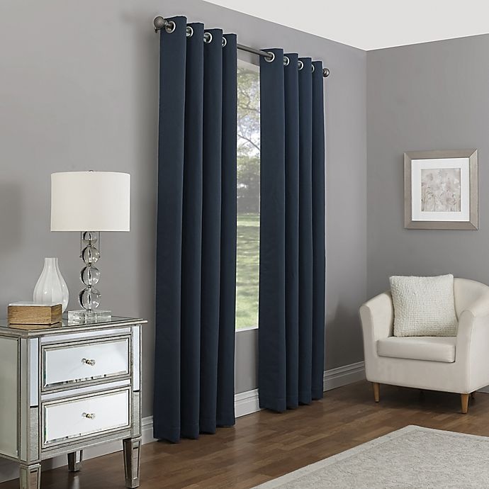 slide 1 of 2, Madeira Grommet 100% Blackout Window Curtain Panel - Indigo, 84 in