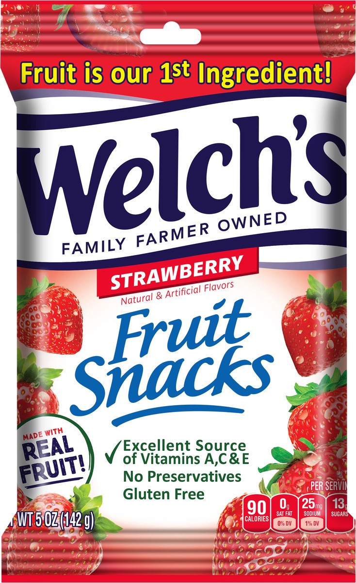 slide 5 of 5, Welch's Strawberry Fruit Snacks 5oz Peg Bag, 5 oz