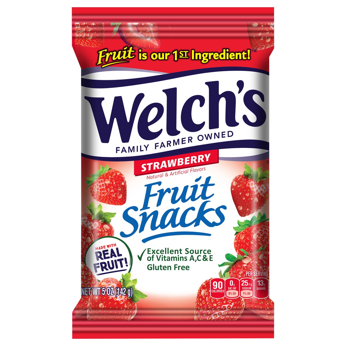 slide 1 of 5, Welch's Strawberry Fruit Snacks 5oz Peg Bag, 5 oz