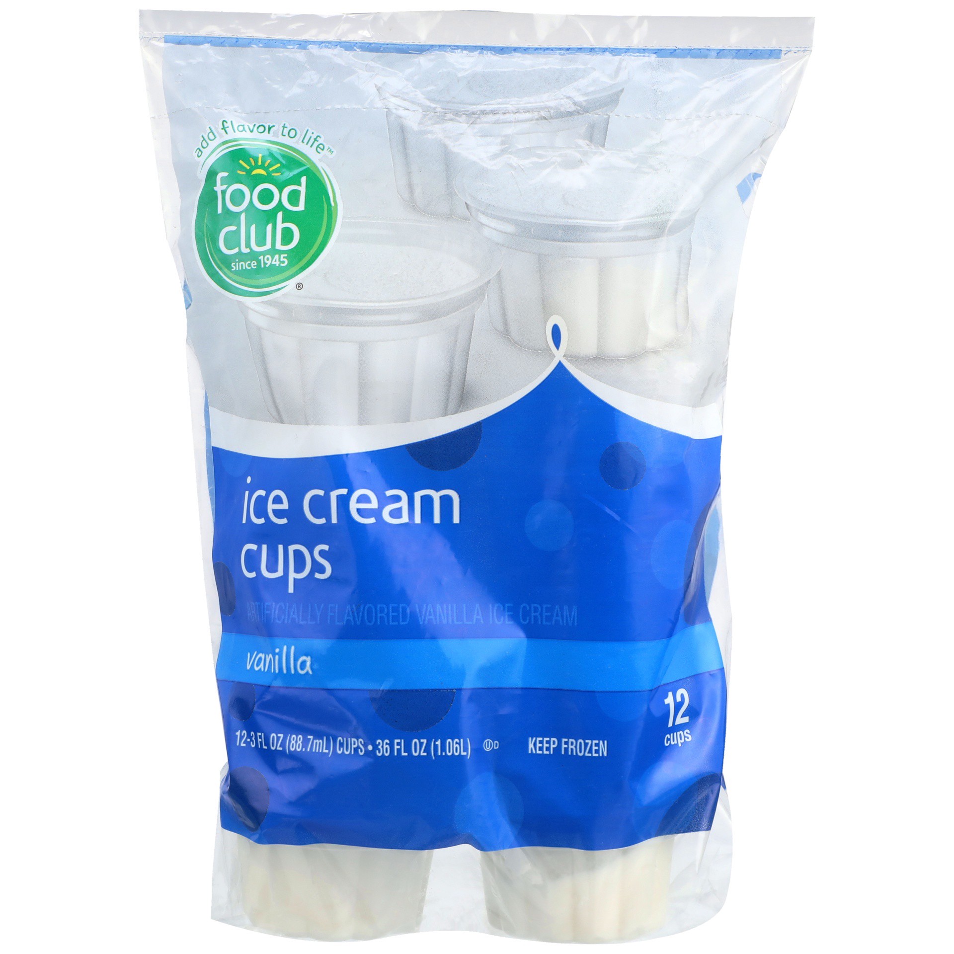 slide 1 of 6, Food Club Vanilla Ice Cream Cups, 12 ct