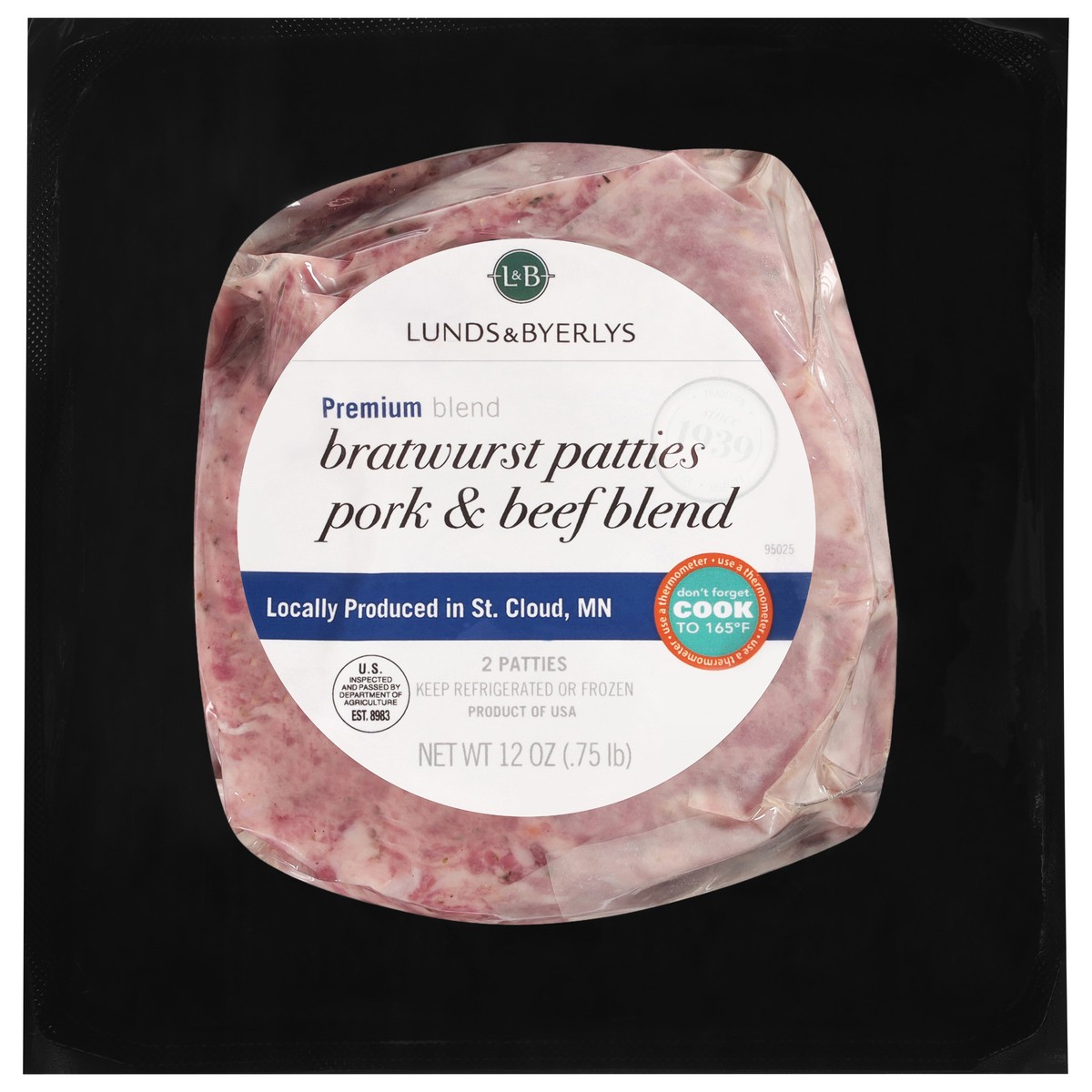 slide 1 of 4, Lunds & Byerlys Pork & Beef Blend Bratwurst Patties 2 ea, 2 ct