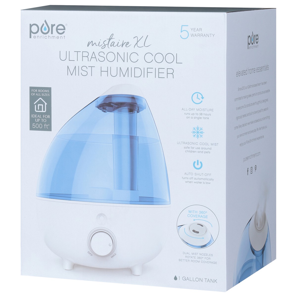 slide 7 of 12, Pure Enrichment Mistaire XL Ultrasonic Cool Mist Humidifier 1 ea, 1 ct