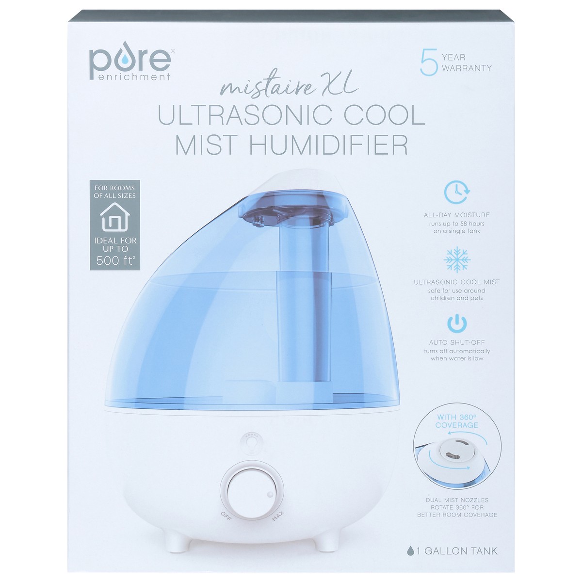 slide 1 of 12, Pure Enrichment Mistaire XL Ultrasonic Cool Mist Humidifier 1 ea, 1 ct
