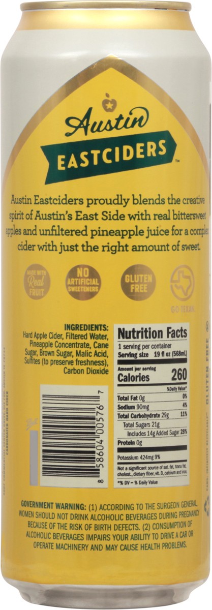 slide 7 of 9, Austin Eastciders Pineapple Beer 19.2 fl oz Can, 19.20 fl oz