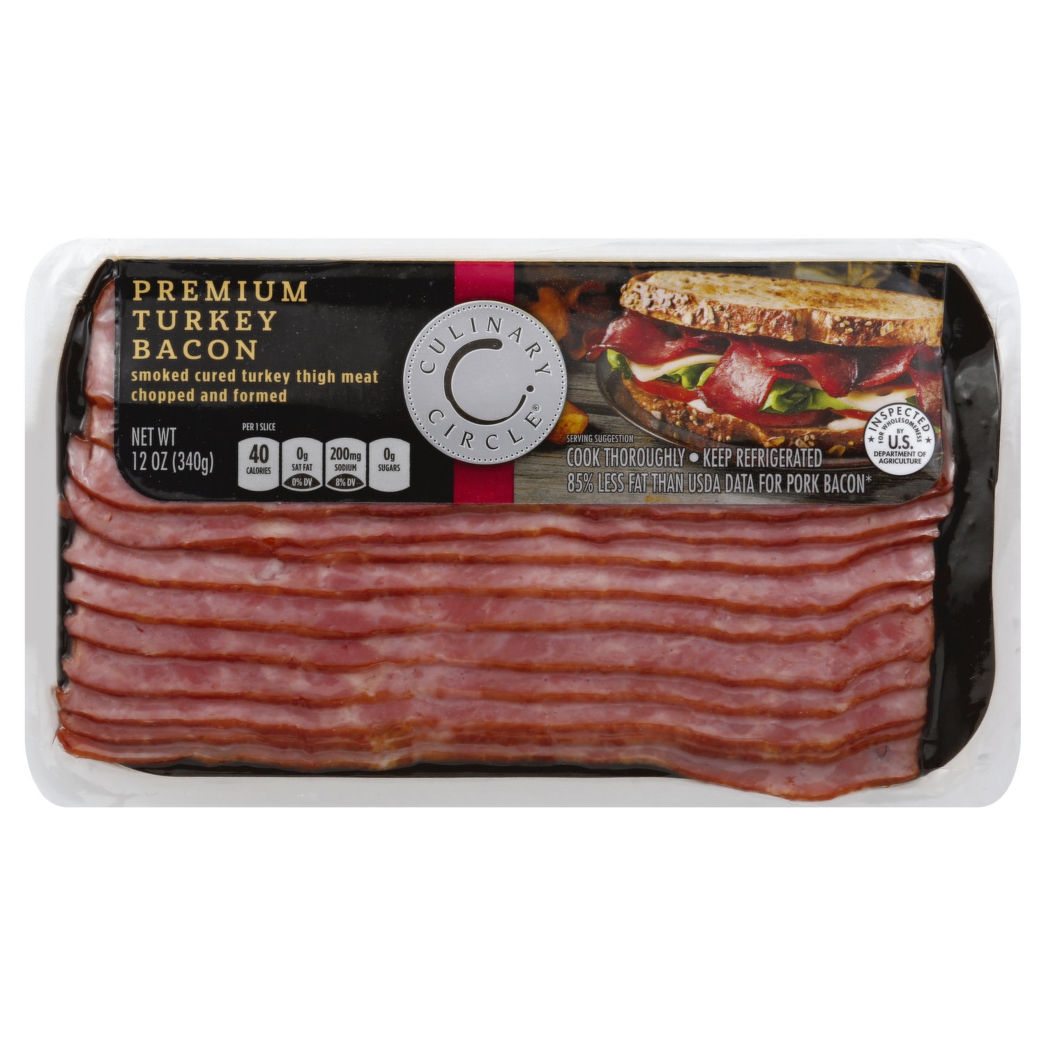 slide 1 of 1, Culinary Circle Turkey Bacon, Premium, 12 oz
