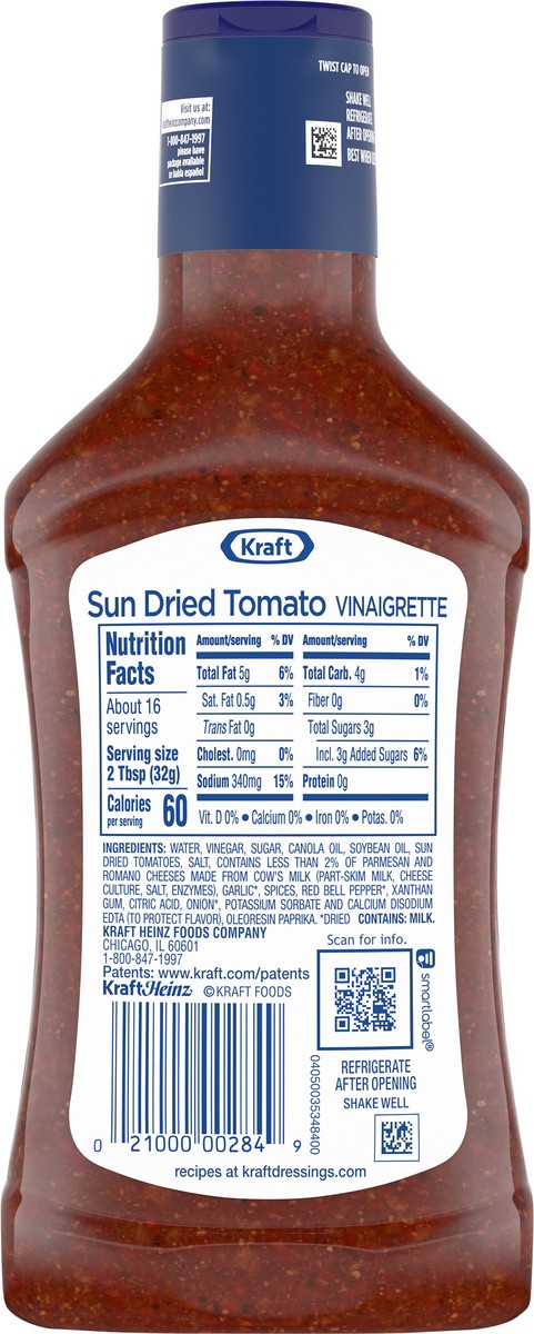 slide 9 of 15, Kraft Sun Dried Tomato Vinaigrette Salad Dressing, 16 fl oz Bottle, 16 fl oz