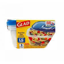 slide 1 of 1, Glad Deep Dish 64oz Large Rectangle, 3 ct